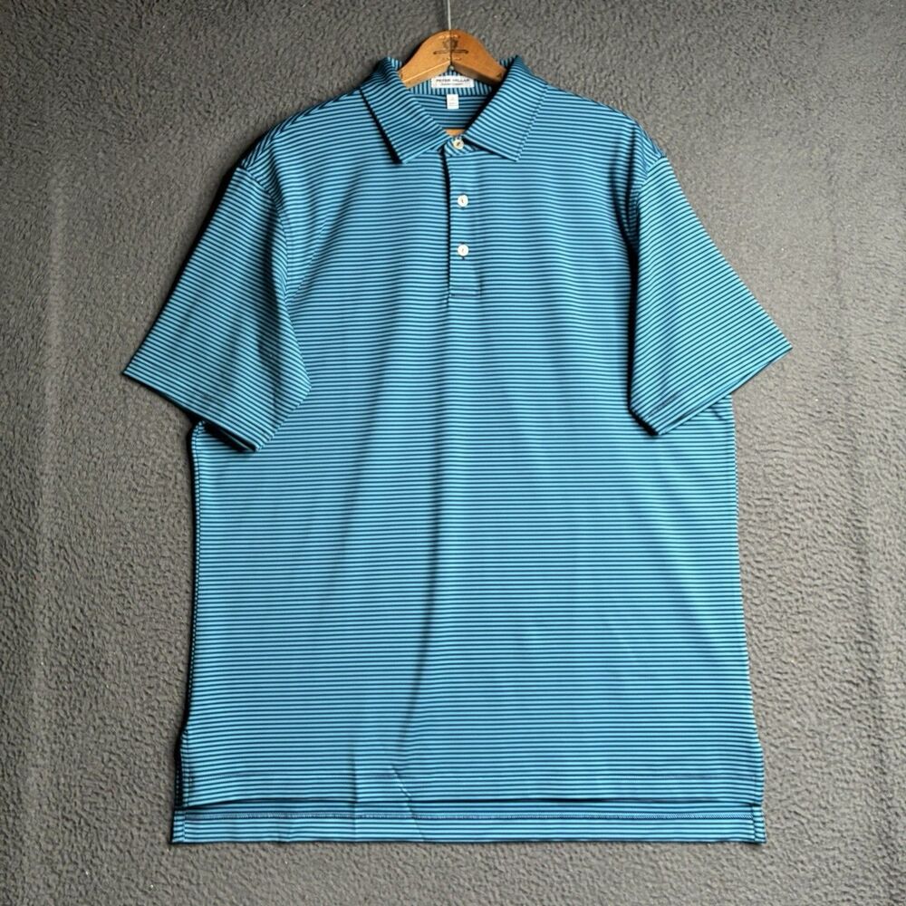 Peter Millar Polo Mens Large Lightweight Striped Crown Sport Summer Comfort